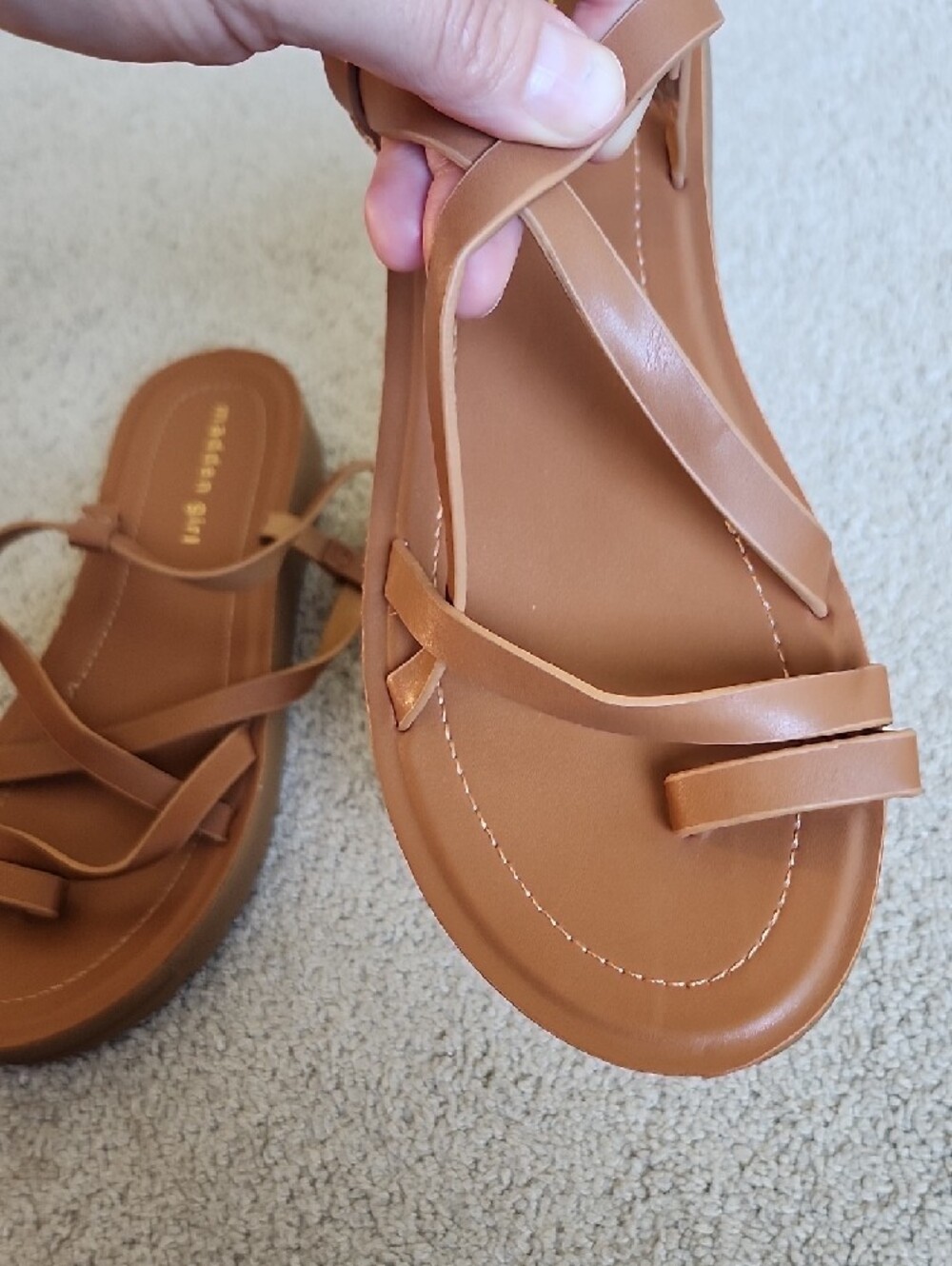 Madden Girl Women’s Brown Strappy Slingback Sandals - Picture 6 of 7